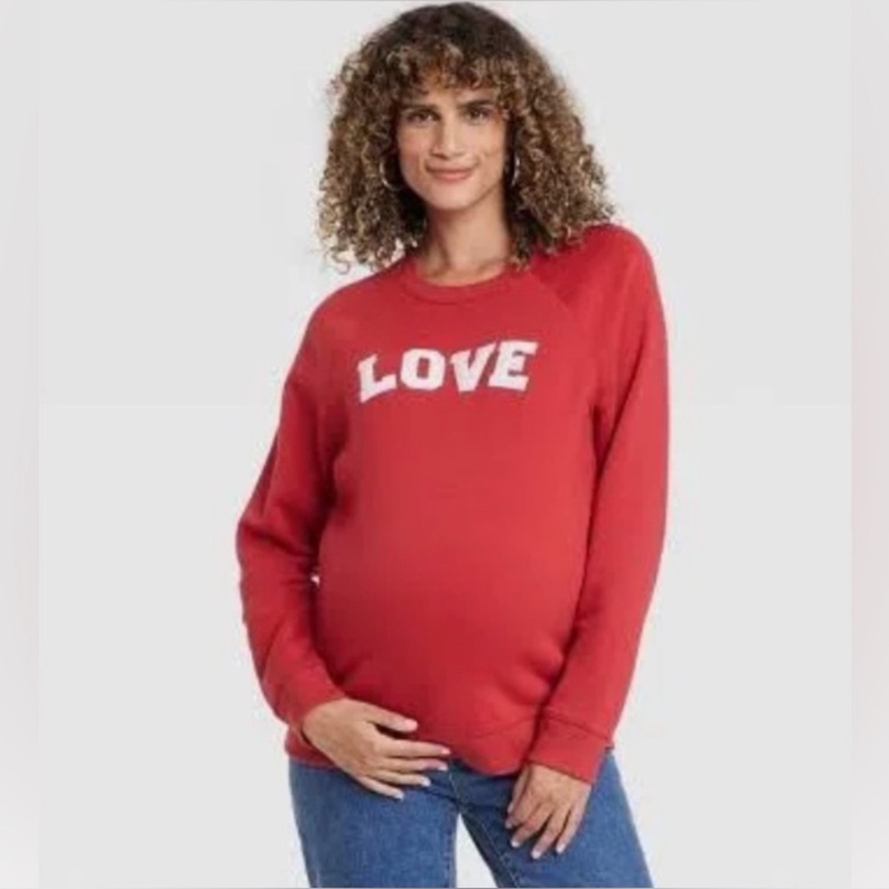 NWT Isabel Maternity Red And White Love Soft Cozy Sweat Shirt. Grows with you!